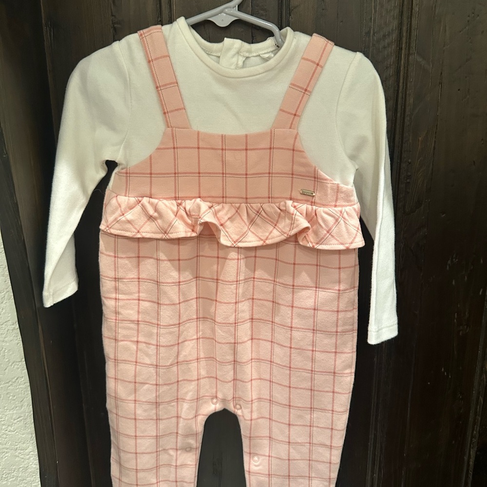 Mayoral Pink and White Checkered One Piece